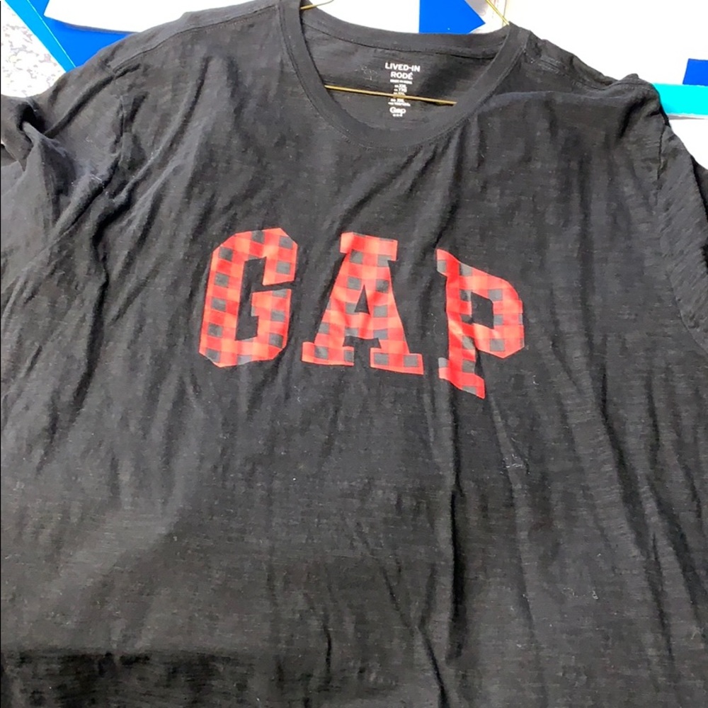 Buffalo plaid Gap Lived-in Rodé Tshirt